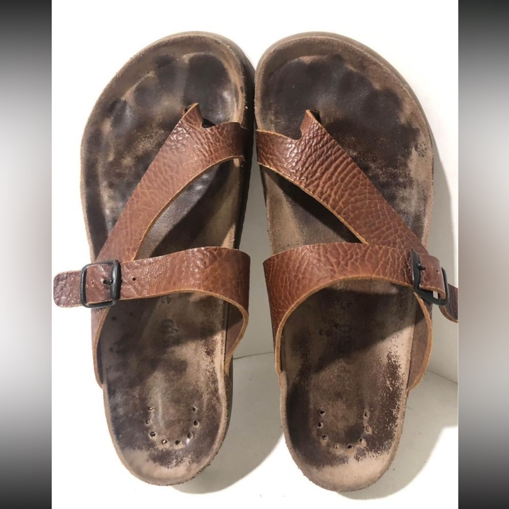 Sz 11 or 41 WOMENS MEPHISTO WEDGES SANDALS LEATHER BROWN COLOR
